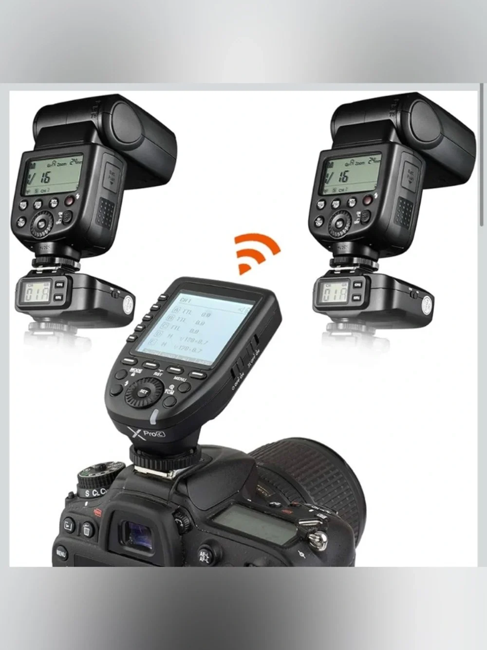 Wireless Camera Flash Trigger with LCD Screen - Black